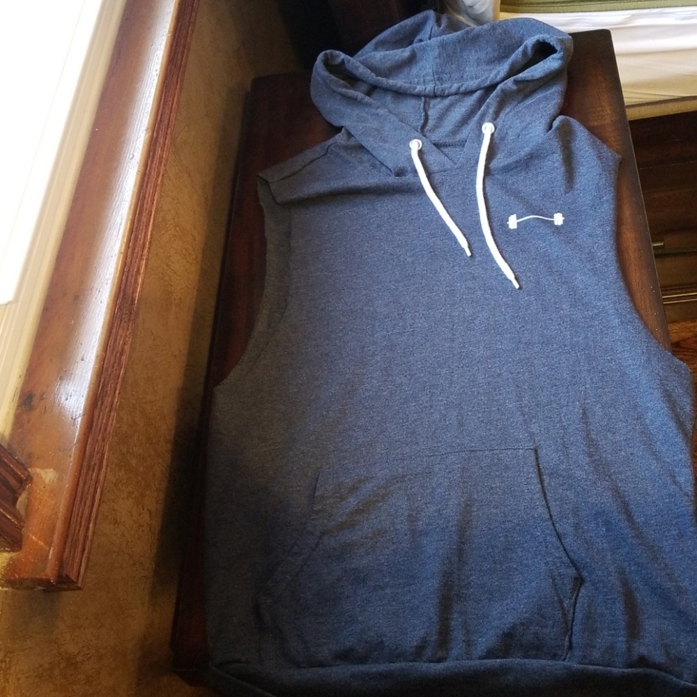 Sleevless hoodie blue/grey color